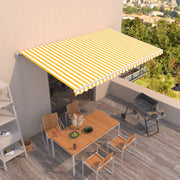 Vidaxl Luifel étend manuellement 500x300 cm jaune et blanc - afbeelding 1