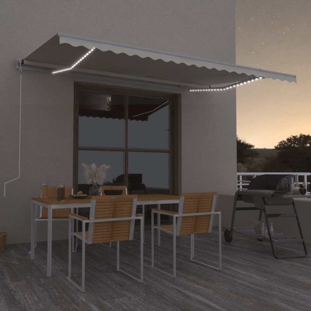 Vidaxl Luifel Automatique avec led et capteur de vent 500x300 cm couleur crème