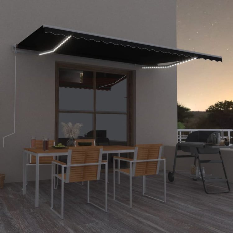 Vidaxl luifel automatique avec led et capteur de vent 500x300 cm anthracite