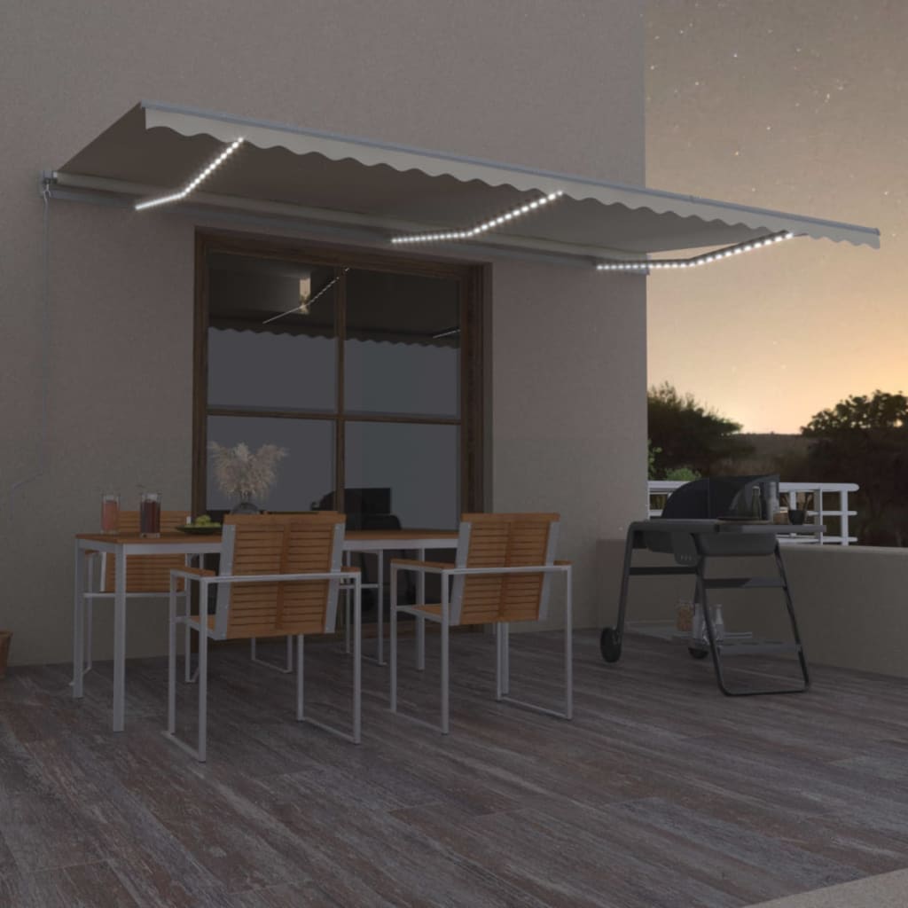 Vidaxl Luifel extensible manuellement avec la Crème LED 600x300 cm -Colored