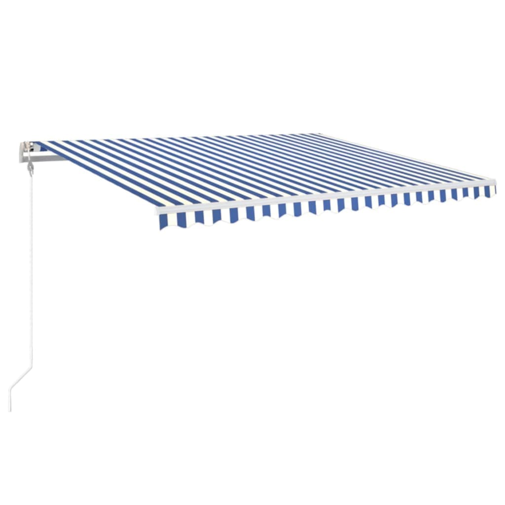 Vidaxl luifel automatique avec led et capteur de vent 400x350 cm blanc bleu