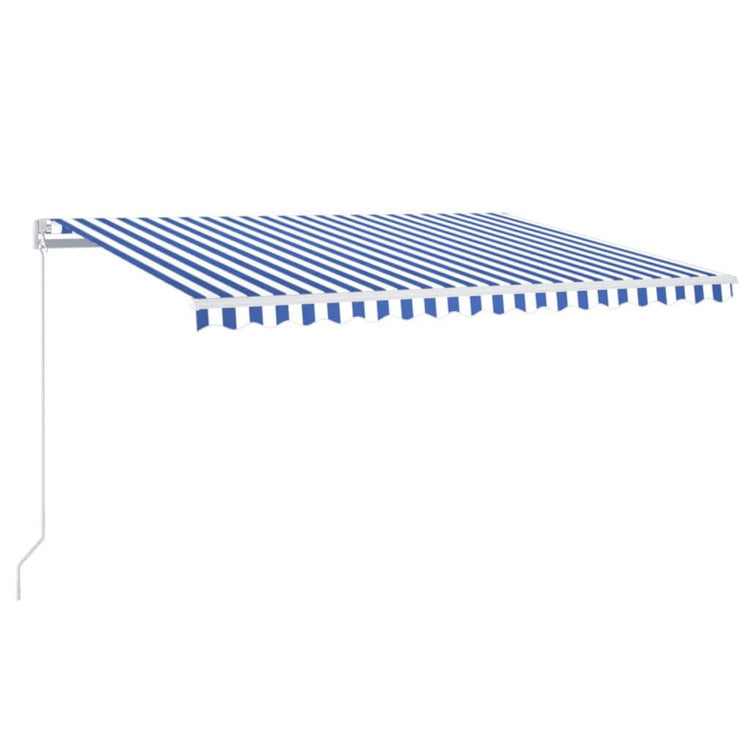 Vidaxl Luifel étend manuellement 450x350 cm bleu et blanc