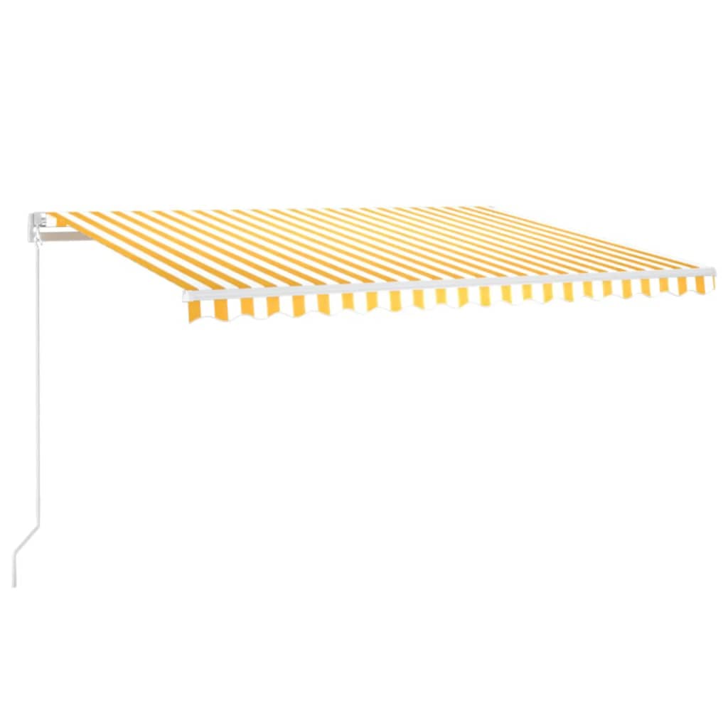 Vidaxl Luifel étend manuellement 450x350 cm jaune et blanc