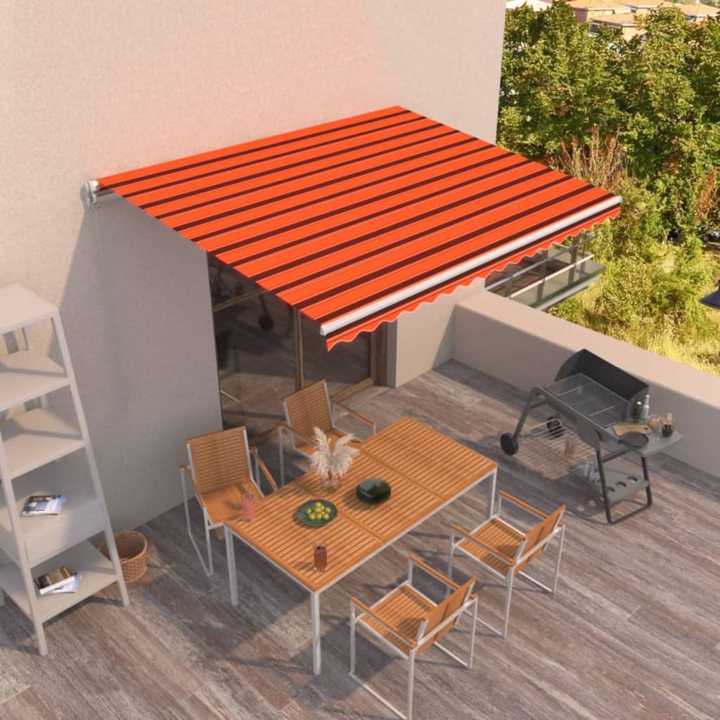 Vidaxl Luifel étend manuellement 450x350 cm d'orange et brun