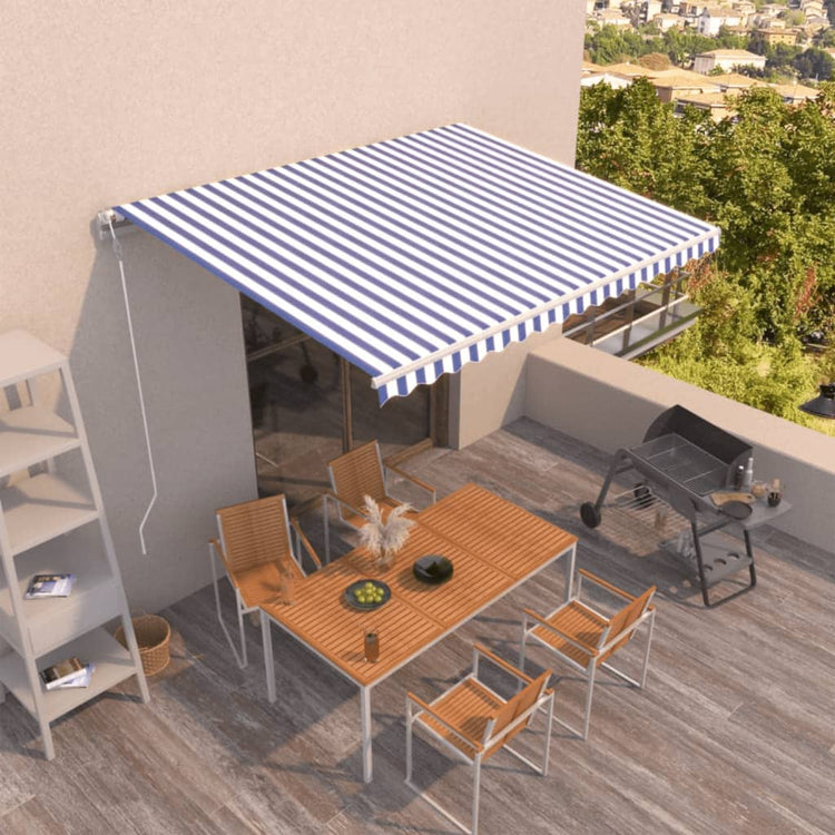 Vidaxl Luifel étend automatiquement 450x350 cm bleu et blanc
