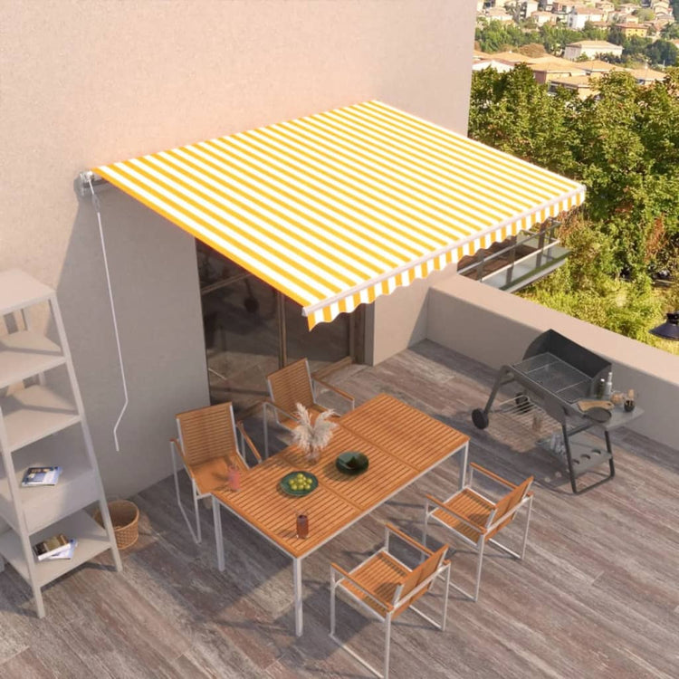 Vidaxl Luifel Automatique extensible 450x350 cm jaune et blanc