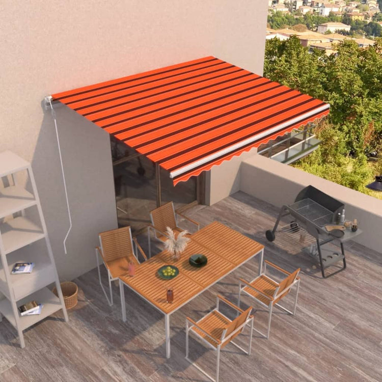 Vidaxl Luifel étend automatiquement 450x350 cm d'orange et brun