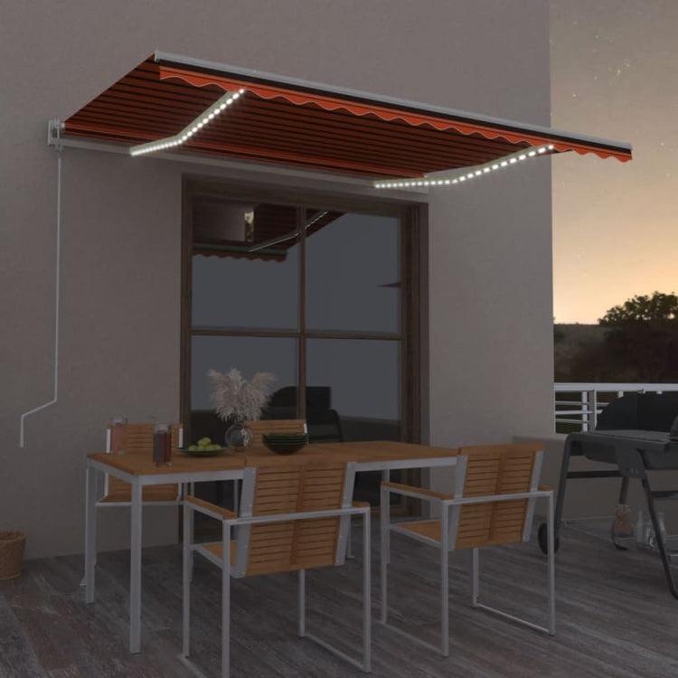 Vidaxl luifel automatique avec capteur de vent LED 450x350 cm brun orange