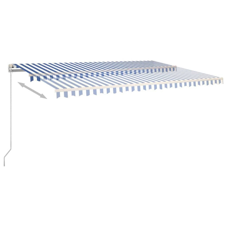 Vidaxl Luifel extensible manuellement avec LED 500x350 cm bleu et blanc