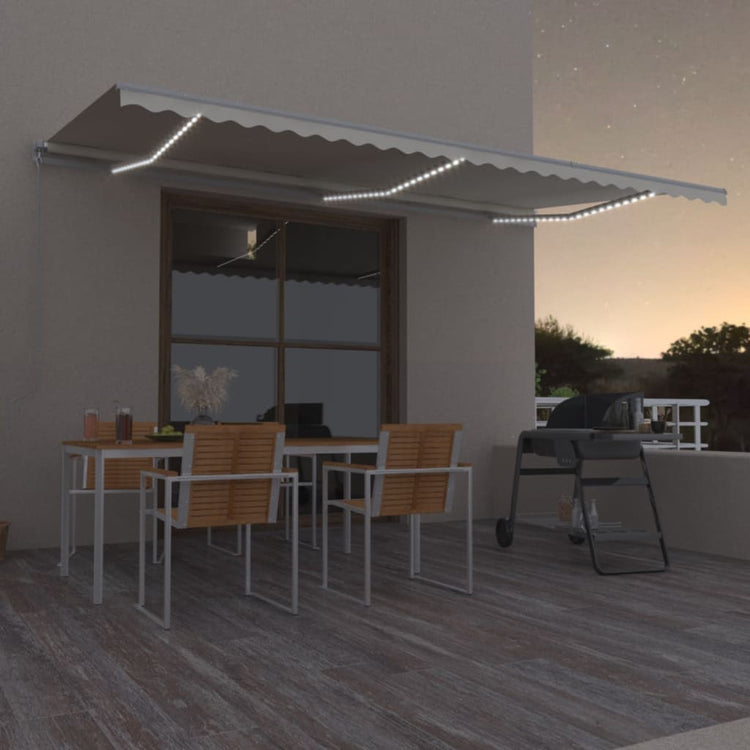 Vidaxl Luifel extensible manuellement avec la Crème à LED 600x350 cm -Colore