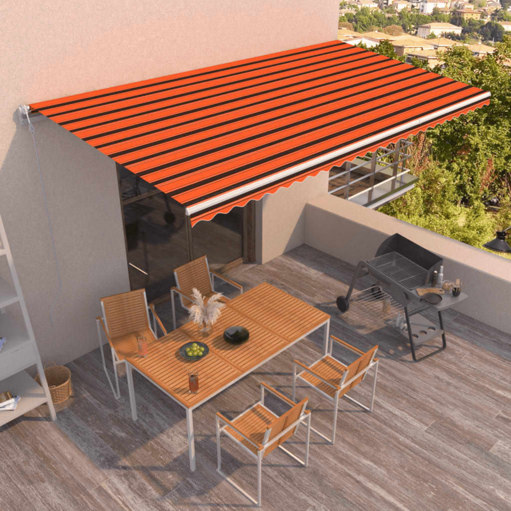Vidaxl Luifel étend automatiquement 600x350 cm d'orange et brun