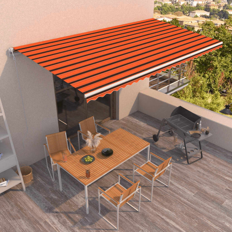 Vidaxl Luifel étend automatiquement 600x350 cm d'orange et brun