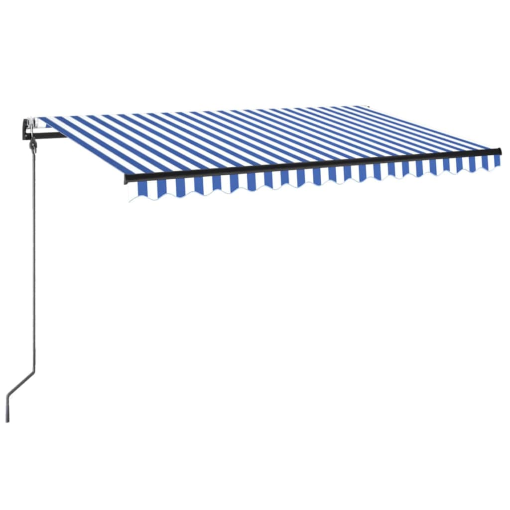 Vidaxl luifel automatique avec led et capteur de vent 300x250 cm blanc bleu