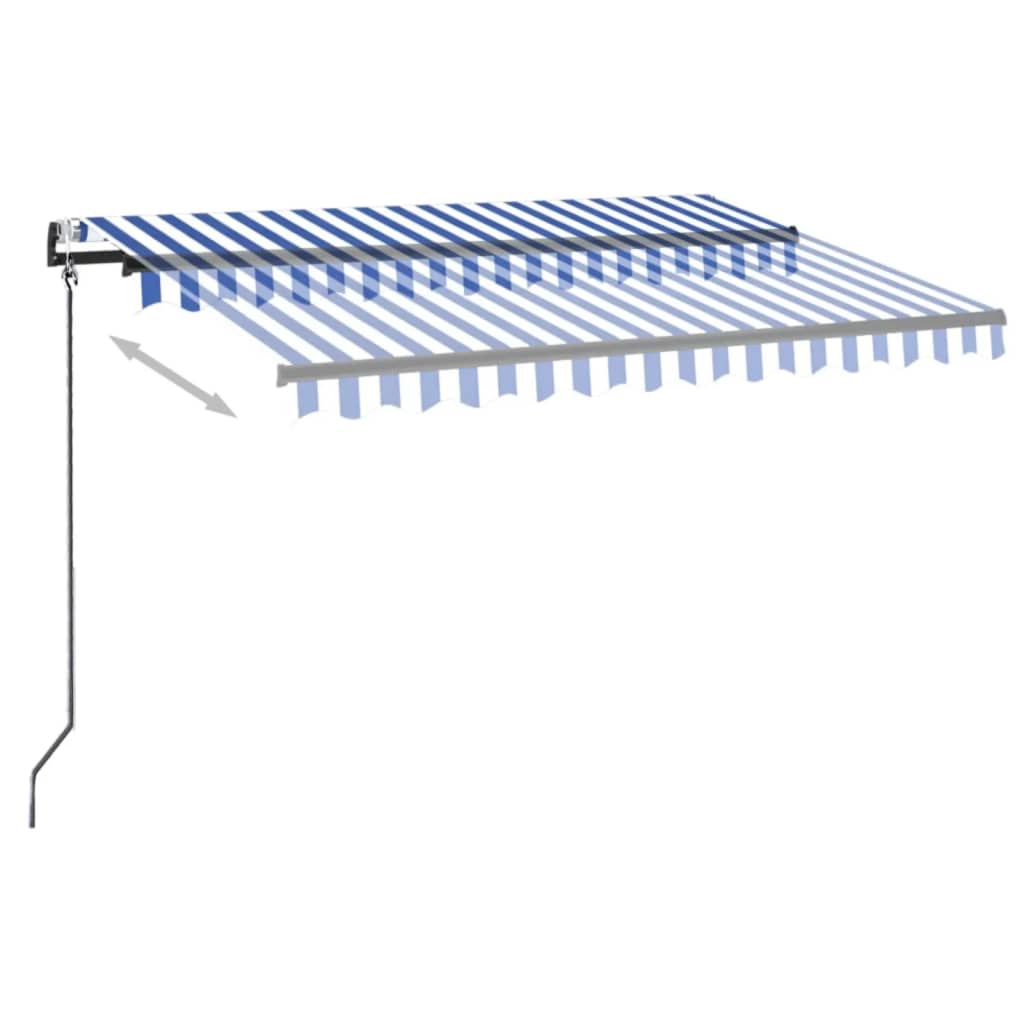 Vidaxl luifel automatique avec led et capteur de vent 300x250 cm blanc bleu