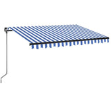 Vidaxl Luifel extensible manuellement avec LED 350x250 cm bleu et blanc - afbeelding 2