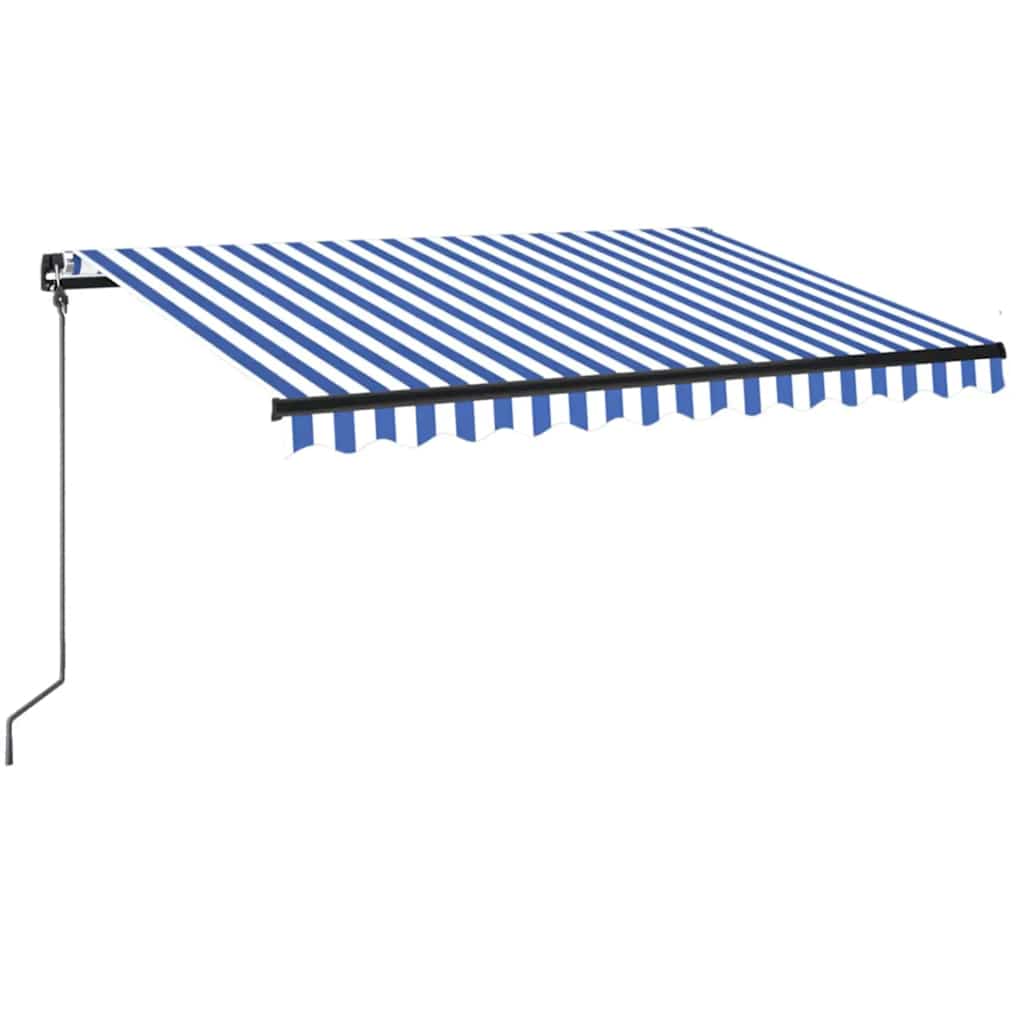 Vidaxl Luifel extensible manuellement avec LED 350x250 cm bleu et blanc