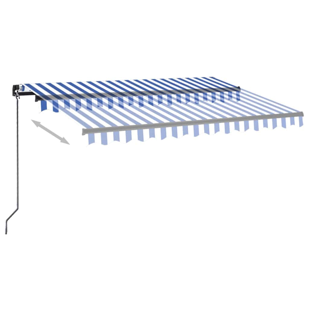 Vidaxl Luifel extensible manuellement avec LED 350x250 cm bleu et blanc