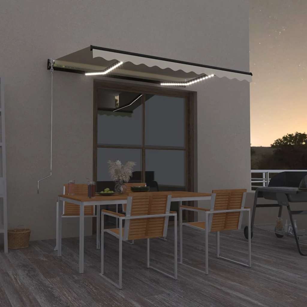 Vidaxl Luifel extensible manuellement avec la Crème LED 350x250 cm -Colore
