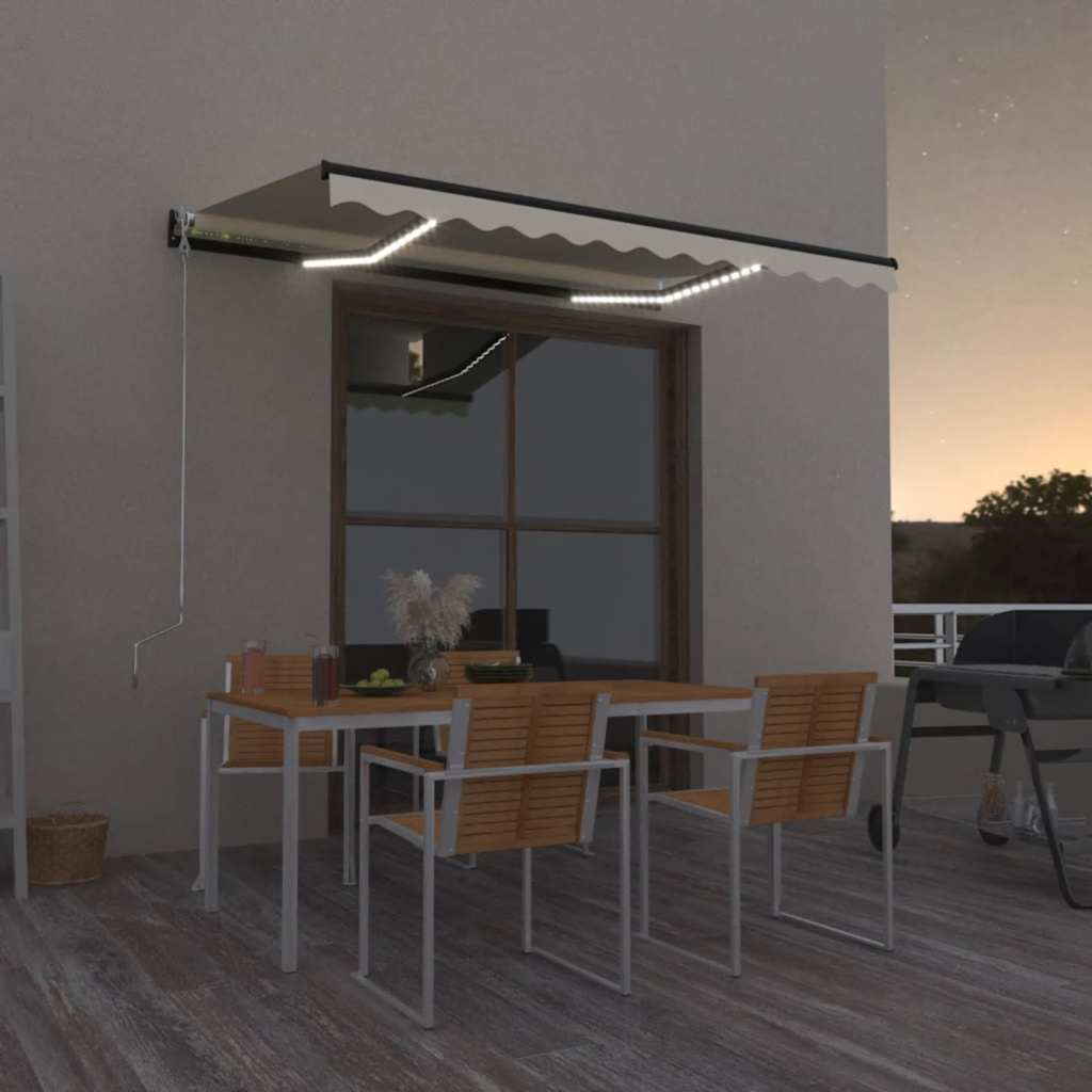 Vidaxl Luifel extensible manuellement avec LED 350x250 cm jaune et blanc
