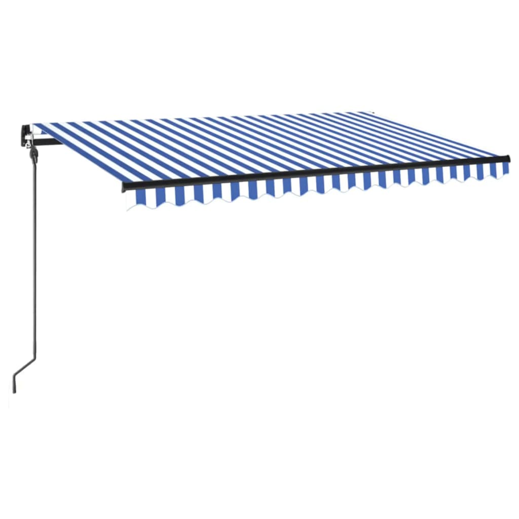Vidaxl Luifel extensible manuellement avec LED 400x300 cm bleu et blanc
