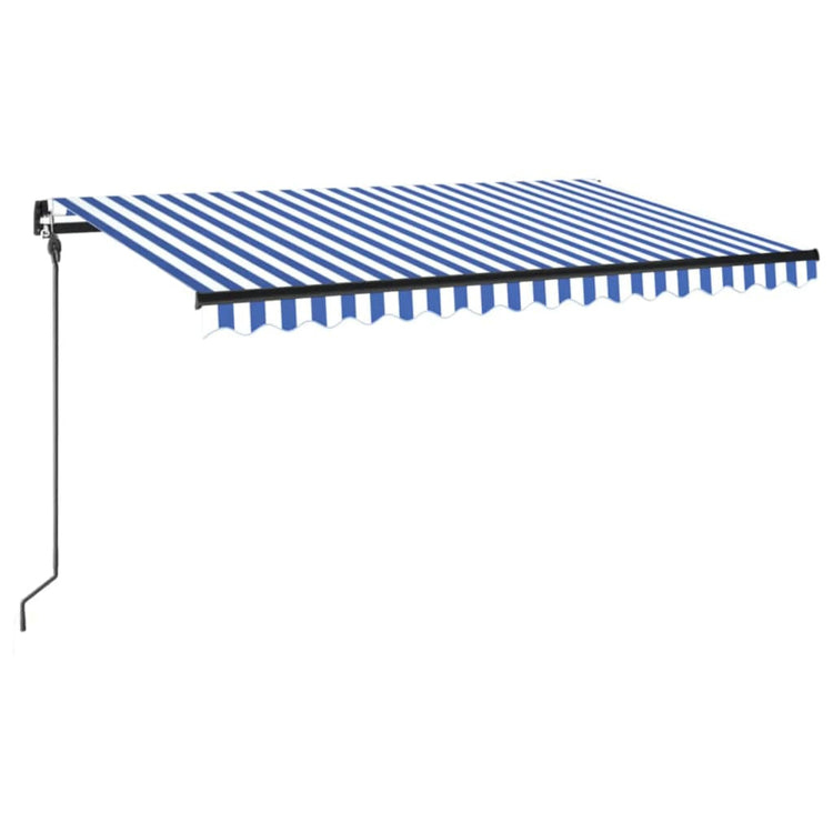 Vidaxl Luifel extensible manuellement avec LED 400x300 cm bleu et blanc