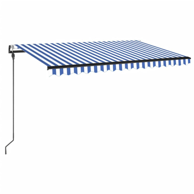 Vidaxl Luifel Automatique avec led et capteur de vent 400x300cm bleu et blanc