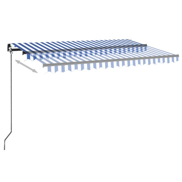 Vidaxl Luifel Automatique avec led et capteur de vent 400x300cm bleu et blanc