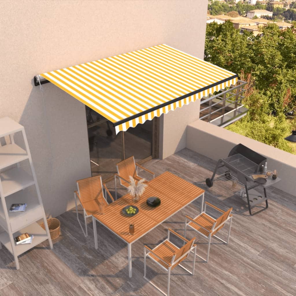 Vidaxl Luifel étend automatiquement 450x300 cm jaune et blanc