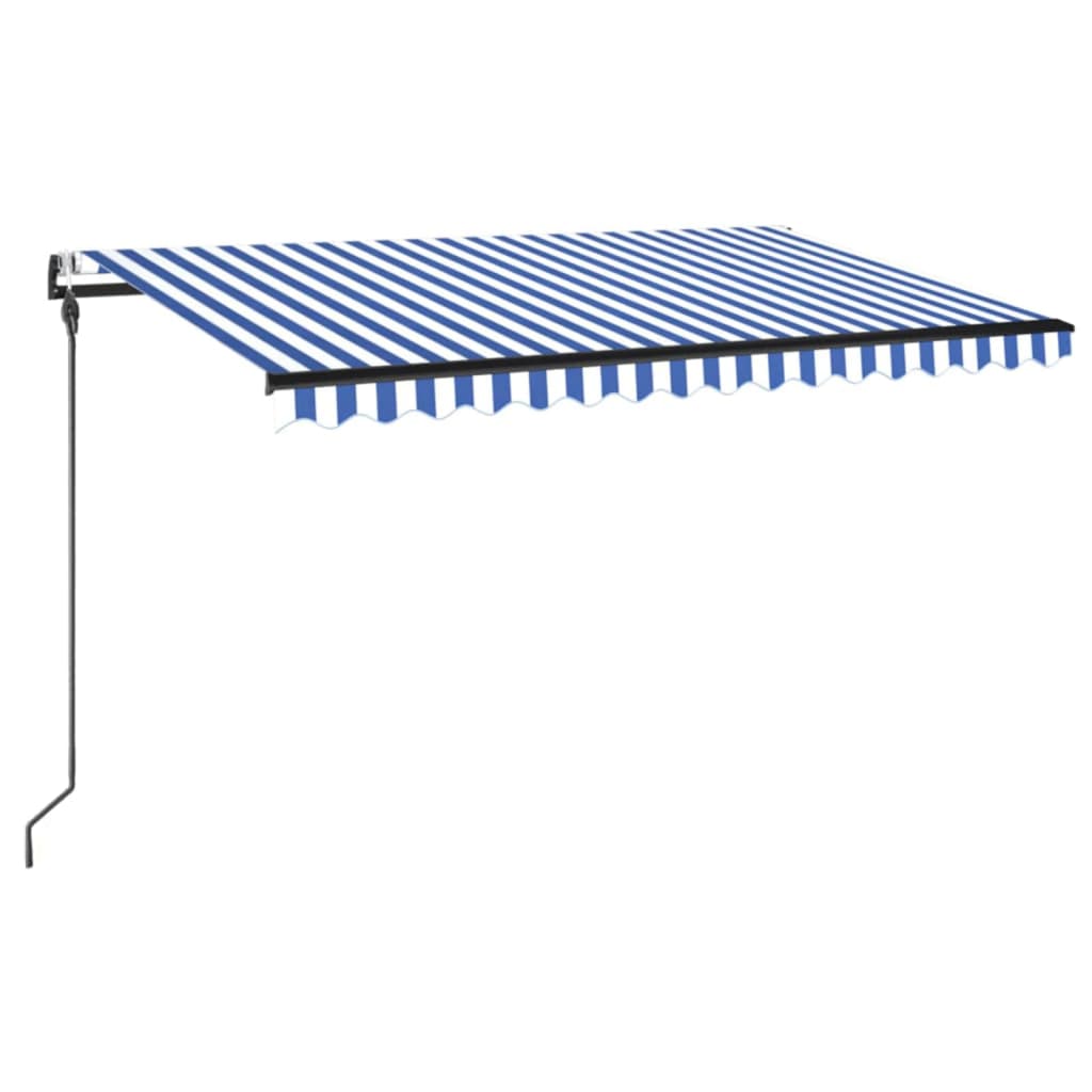Vidaxl luifel automatique avec led et capteur de vent 450x300 cm blanc bleu