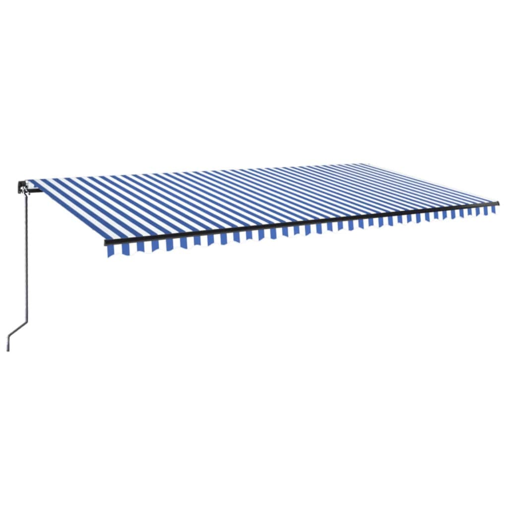 Vidaxl Luifel extensible manuellement avec LED 600x300 cm bleu et blanc