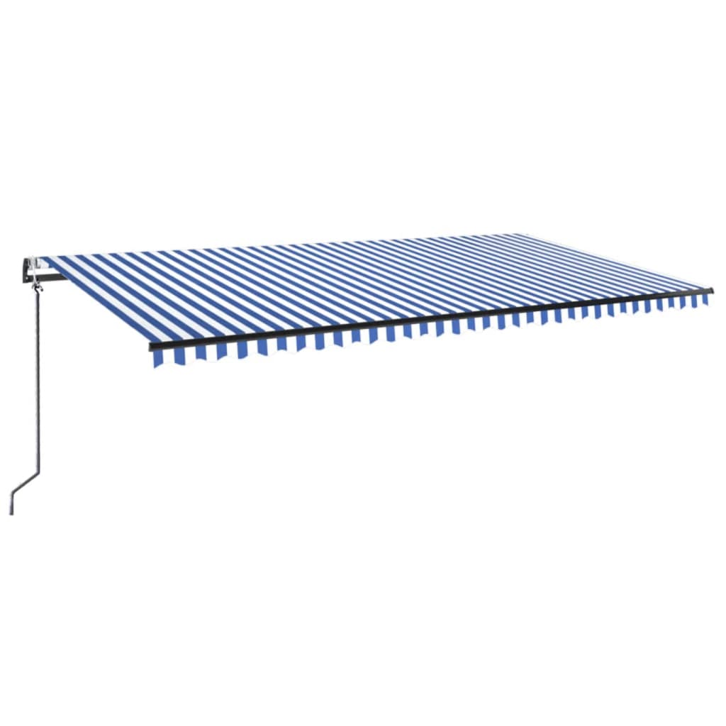 Vidaxl luifel automatique avec led et capteur de vent 600x300 cm blanc bleu
