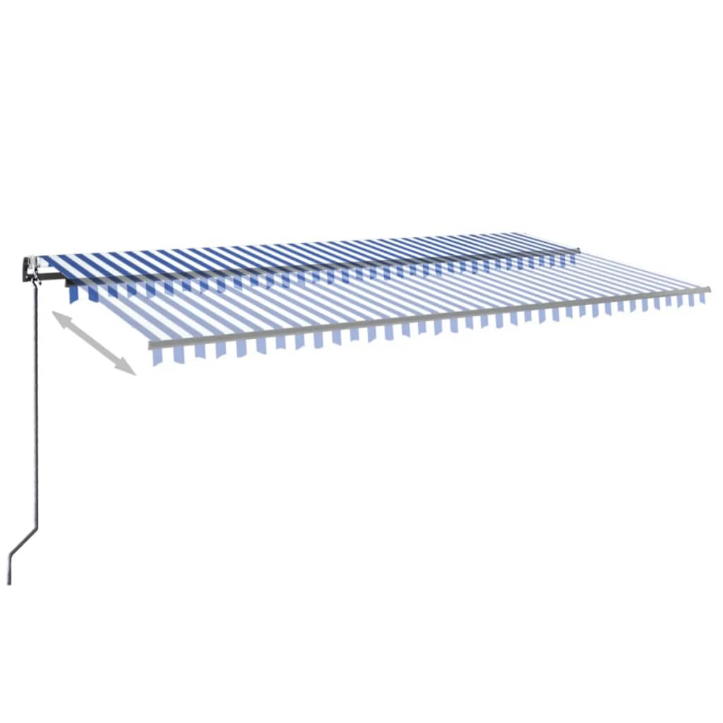 Vidaxl luifel automatique avec led et capteur de vent 600x300 cm blanc bleu