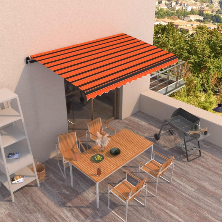 Vidaxl Luifel étend manuellement 400x350 cm orange et brun