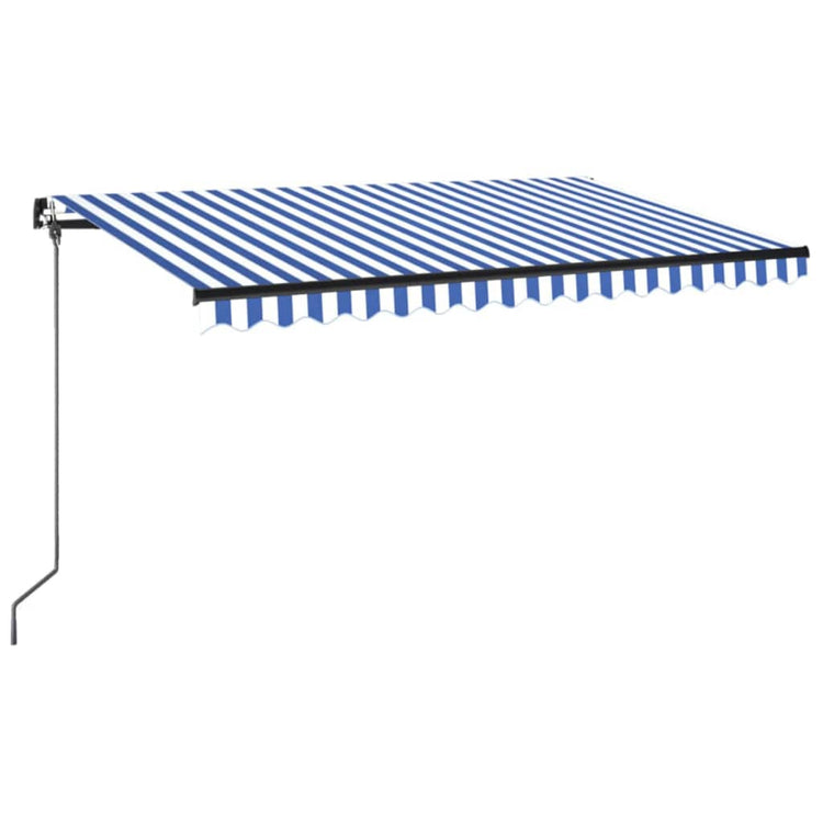 Vidaxl Luifel extensible manuellement avec LED 400x350 cm bleu et blanc
