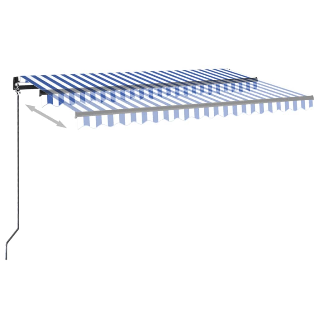 Vidaxl luifel automatique avec led et capteur de vent 400x350 cm blanc bleu