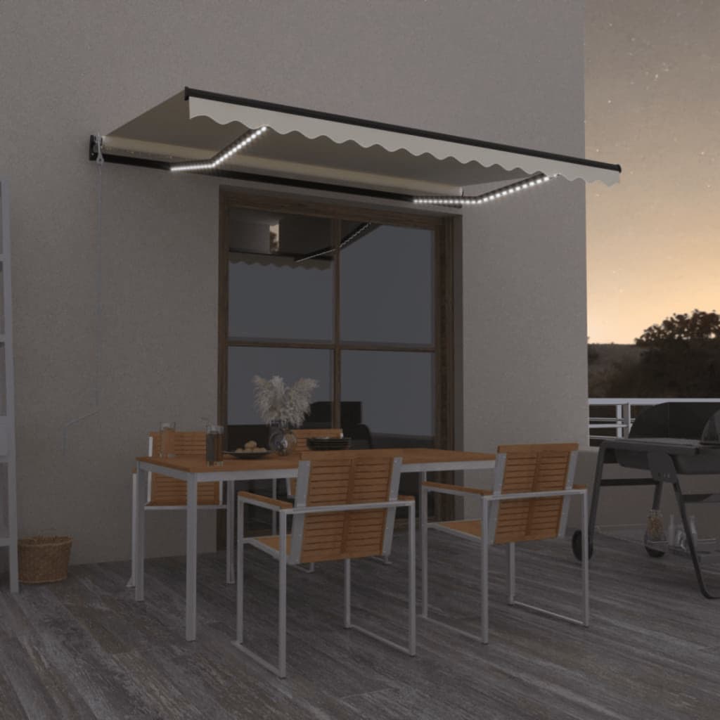 Vidaxl Luifel Automatique avec led et capteur de vent 400x350 cm couleur crème