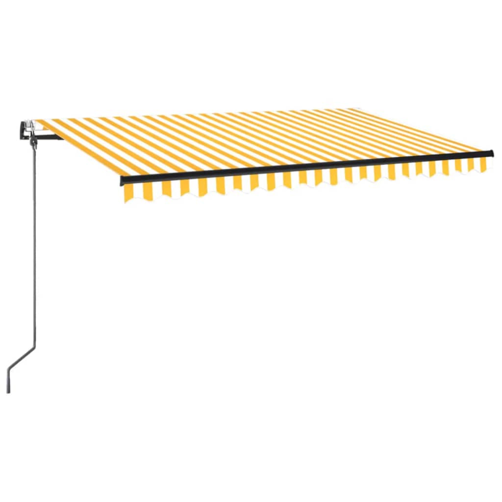 Vidaxl Luifel automatique avec led et capteur de vent 400x350 cm jaune et blanc