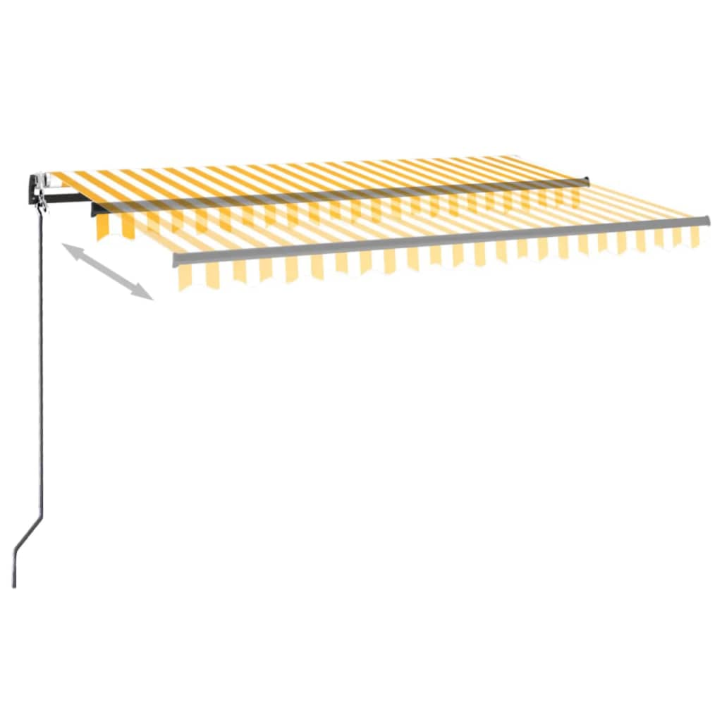 Vidaxl Luifel automatique avec led et capteur de vent 400x350 cm jaune et blanc