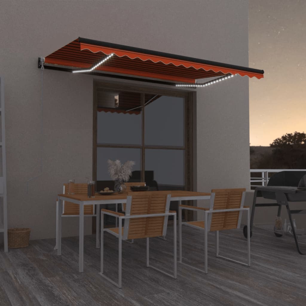 Vidaxl luifel automatique avec capteur de vent LED 400x350 cm brun orange