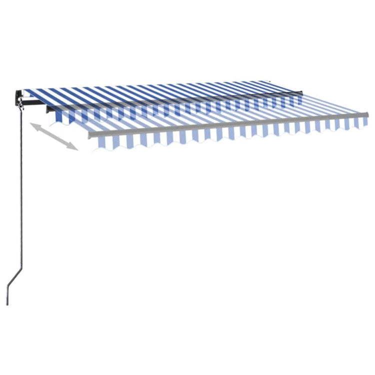 Vidaxl Luifel étend manuellement 450x350 cm bleu et blanc