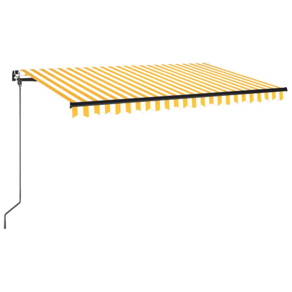 Vidaxl Luifel étend manuellement 450x350 cm jaune et blanc