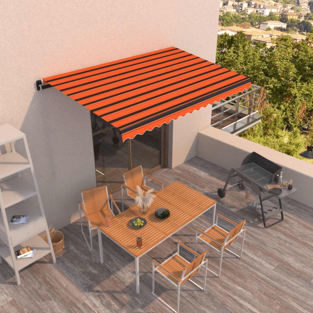 Vidaxl Luifel étend manuellement 450x350 cm d'orange et brun