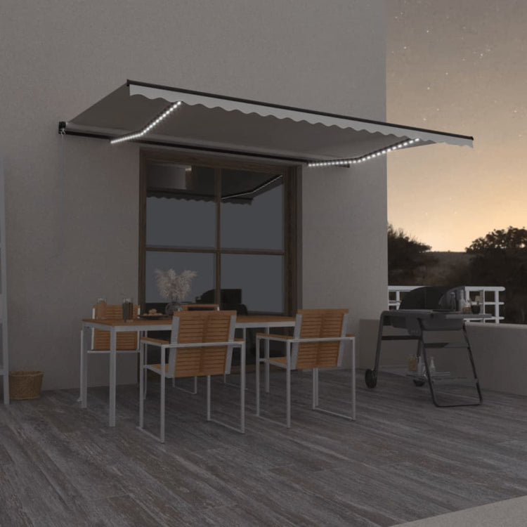 Vidaxl Luifel extensible manuellement avec la Crème LED 500x350 cm -Colored