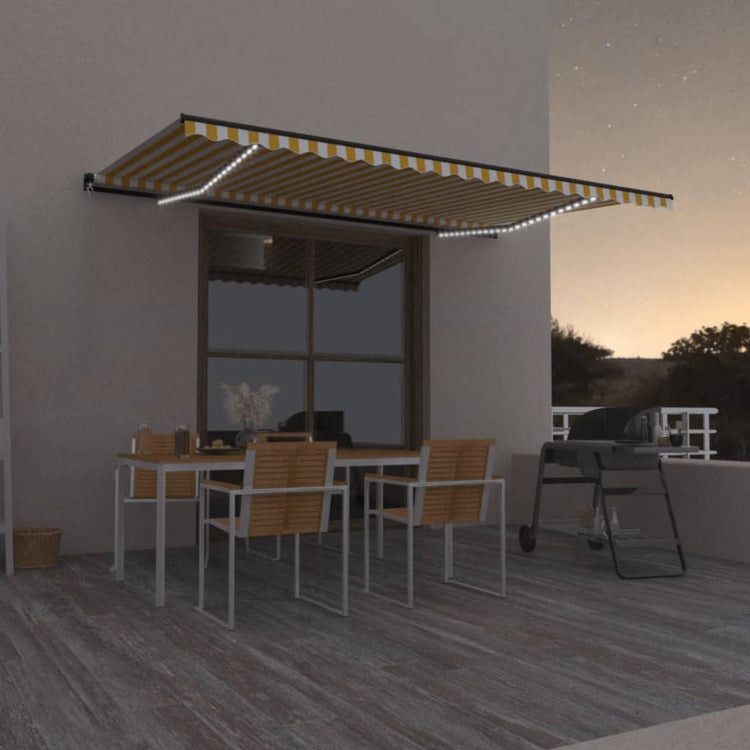 Vidaxl luifel extensible manuellement avec LED 500x350 cm jaune et blanc