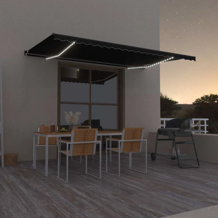 Vidaxl Luifel extensible manuellement avec une couleur anthracite LED 500x350 cm