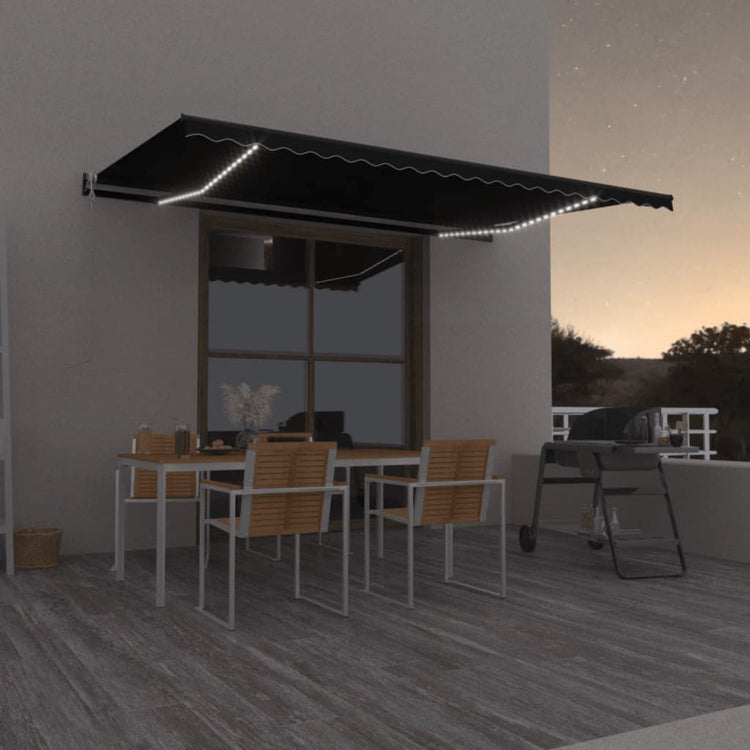 Vidaxl luifel automatique avec led et capteur de vent 500x350 cm anthracite