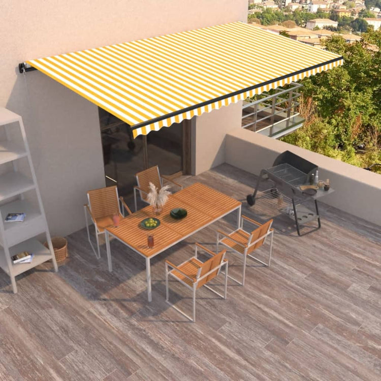 Vidaxl Luifel étend manuellement 600x350 cm jaune et blanc