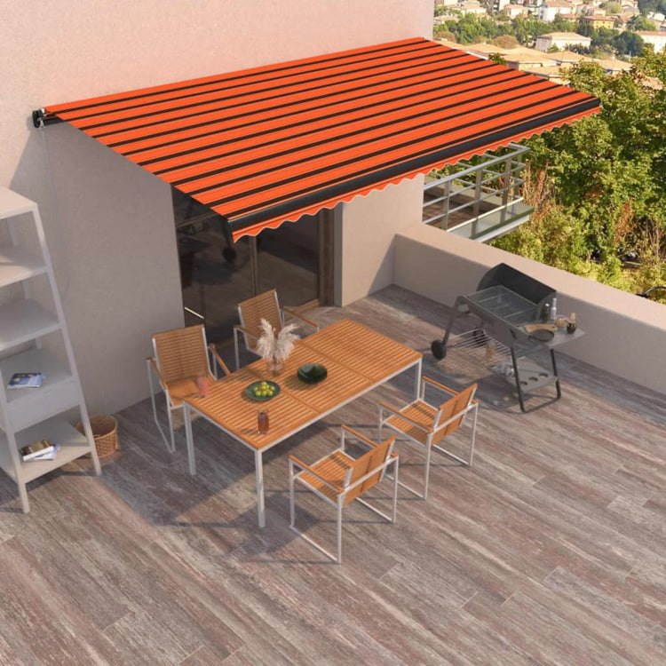 Vidaxl Luifel étend manuellement 600x350 cm d'orange et brun