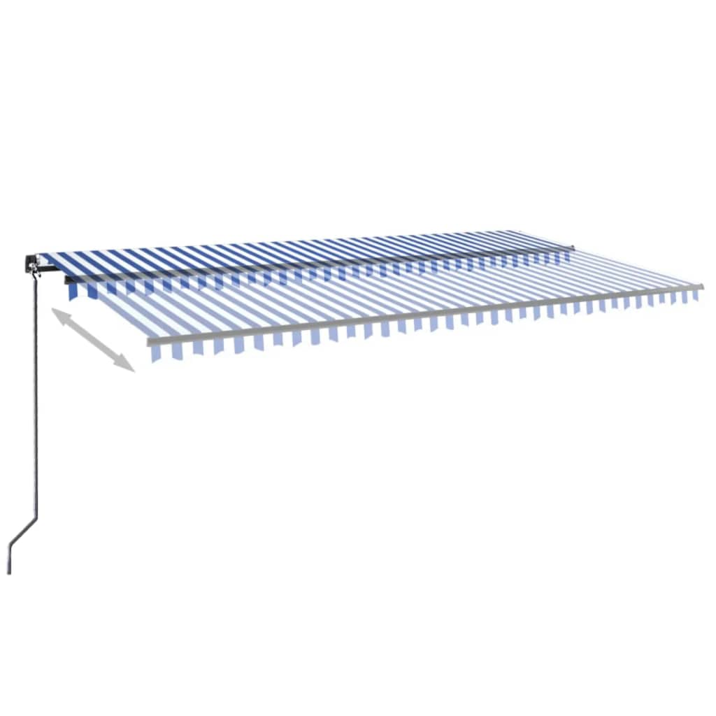 Vidaxl Luifel extensible manuellement avec LED 600x350 cm bleu et blanc