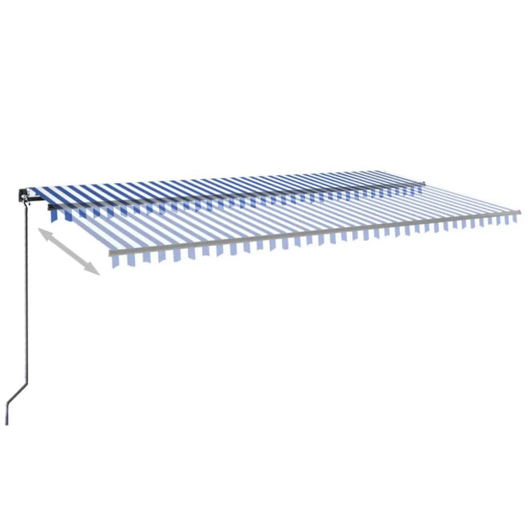 Vidaxl Luifel extensible manuellement avec LED 600x350 cm bleu et blanc